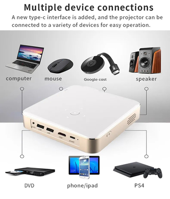 Μίνι S350 1080P Full HD DLP 4K 3D Projector Οικιακό Θέατρο WIFI Android 9 Ενσωματωμένη μπαταρία